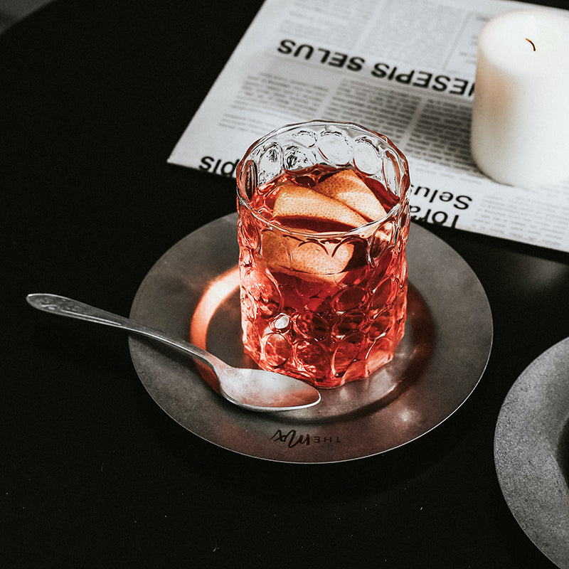 European Simple Style Gilt Rim Thick Embossed Whiskey Glass