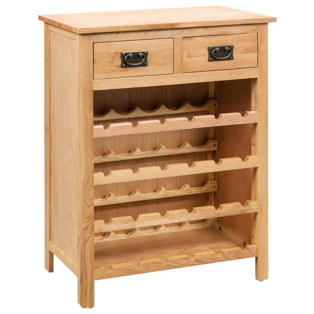 vidaXL Wine Cabinet Solid Oak Wood Storage Bottle Holder White/Light Wood