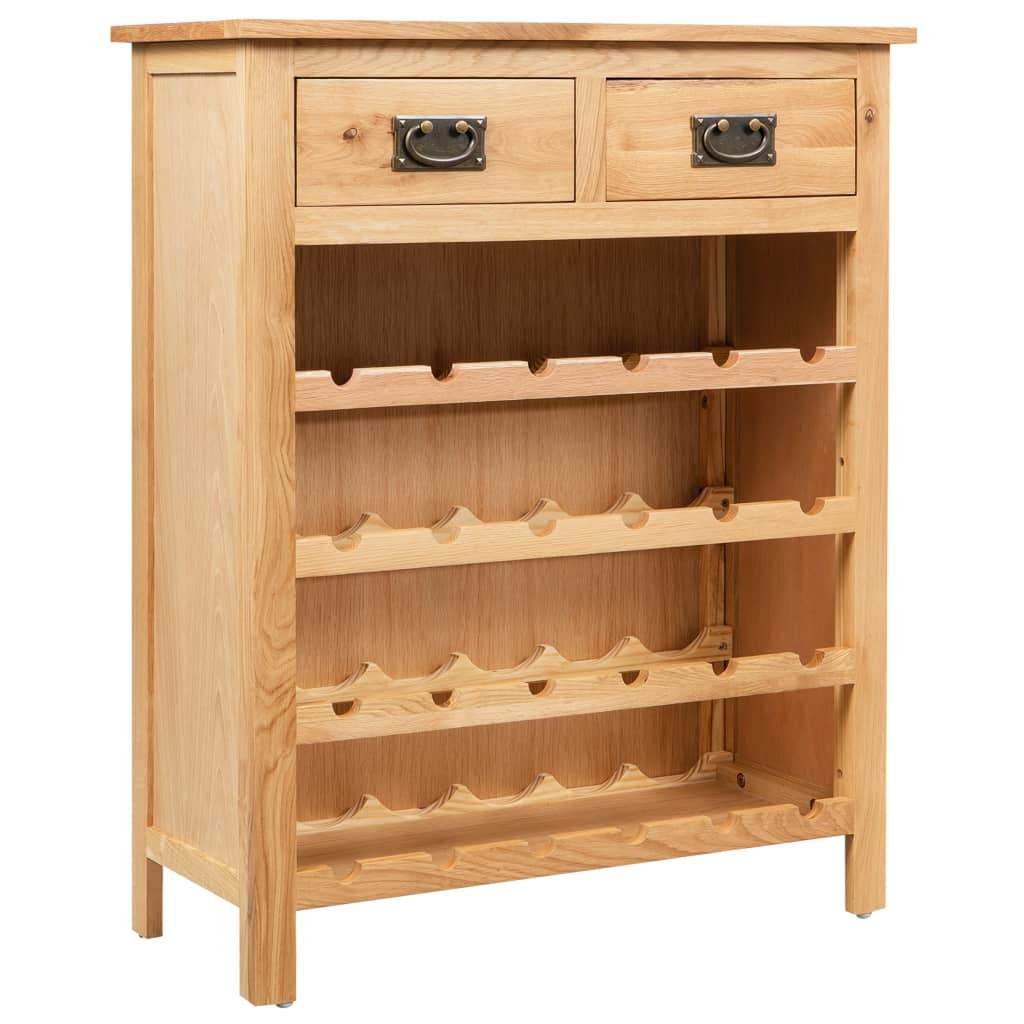 vidaXL Wine Cabinet Solid Oak Wood Storage Bottle Holder White/Light Wood