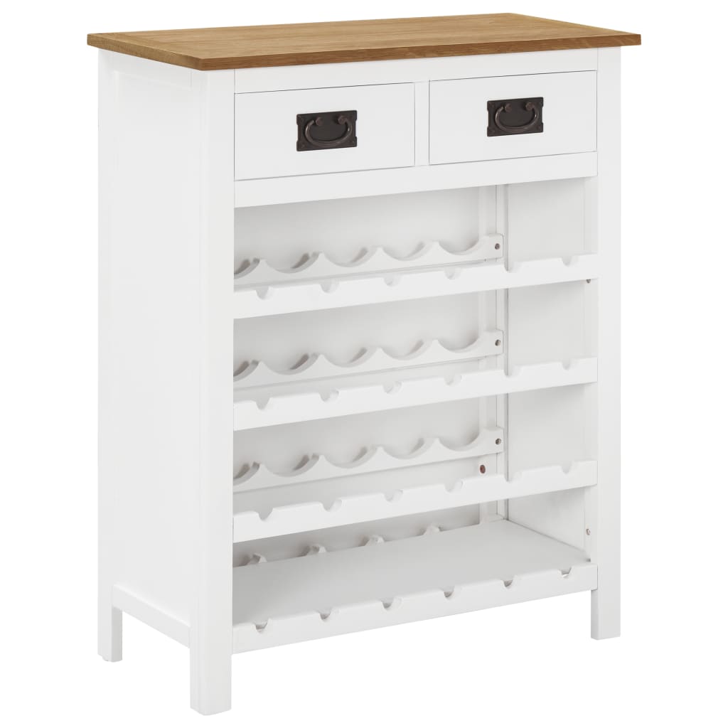 vidaXL Wine Cabinet Solid Oak Wood Storage Bottle Holder White/Light Wood