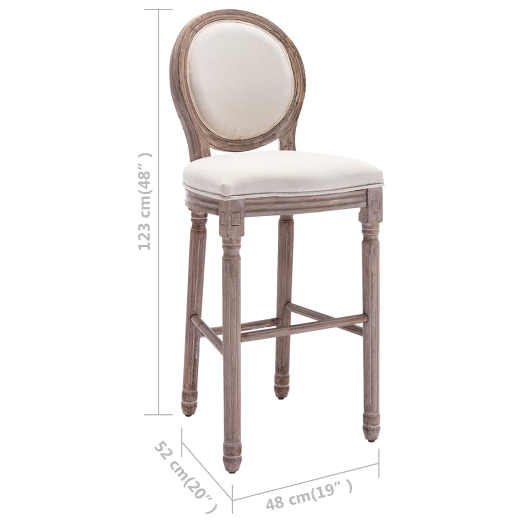 vidaXL Bar Stools 2 pcs Cream White Linen