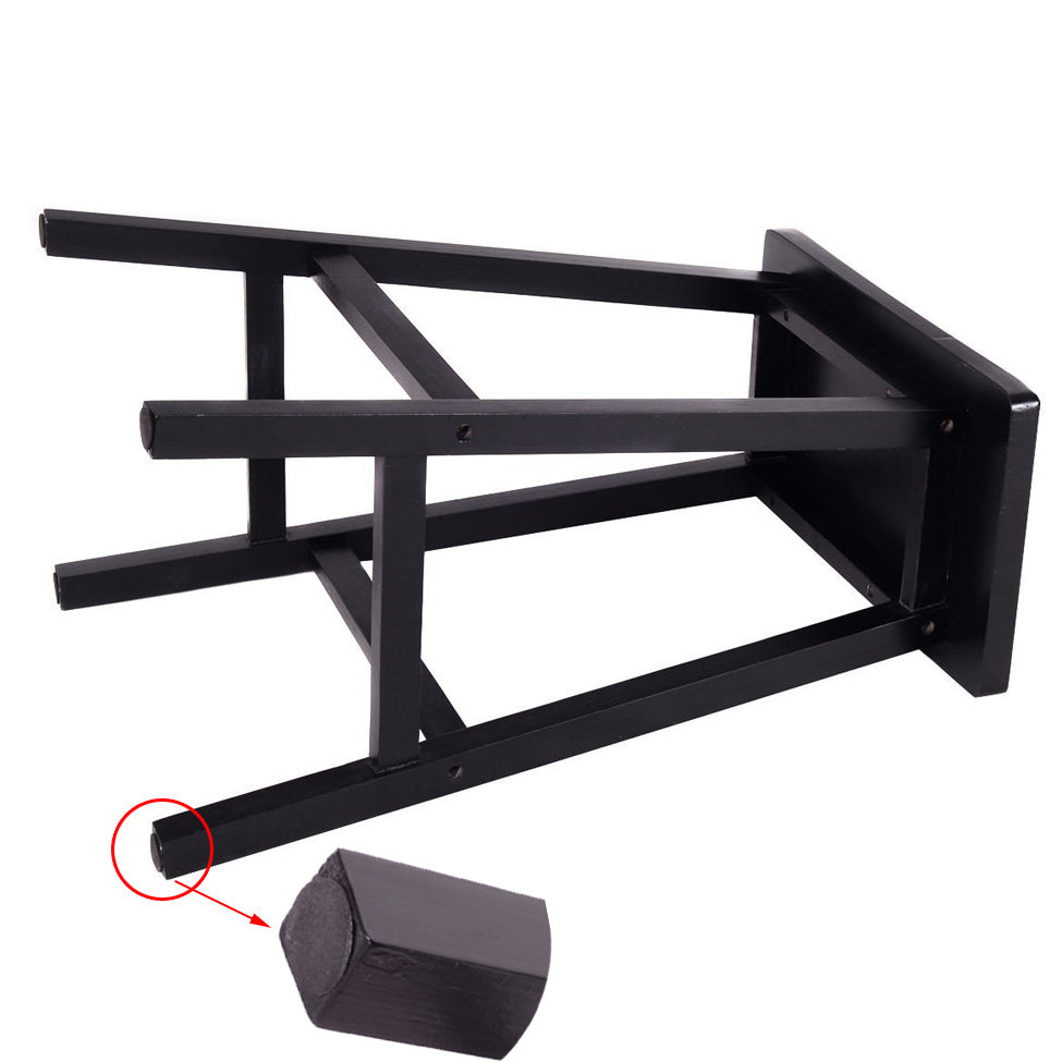 Basics Classic Solid Wood Saddle-Seat Counter Stool with Foot Plate - 24", Black, 2-Pack  YJ