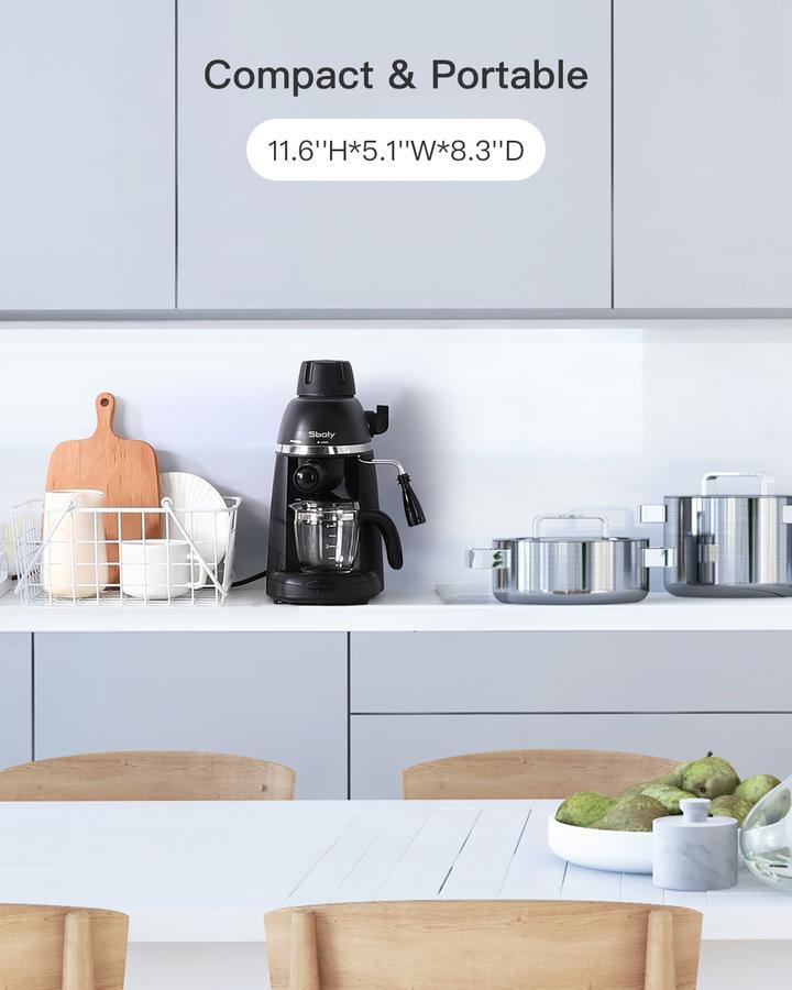 Steam Espresso Machine with Milk Frother to also make Cappuccino and Lattes (Includes Carafe)