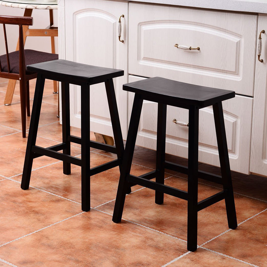 Basics Classic Solid Wood Saddle-Seat Counter Stool with Foot Plate - 24", Black, 2-Pack  YJ