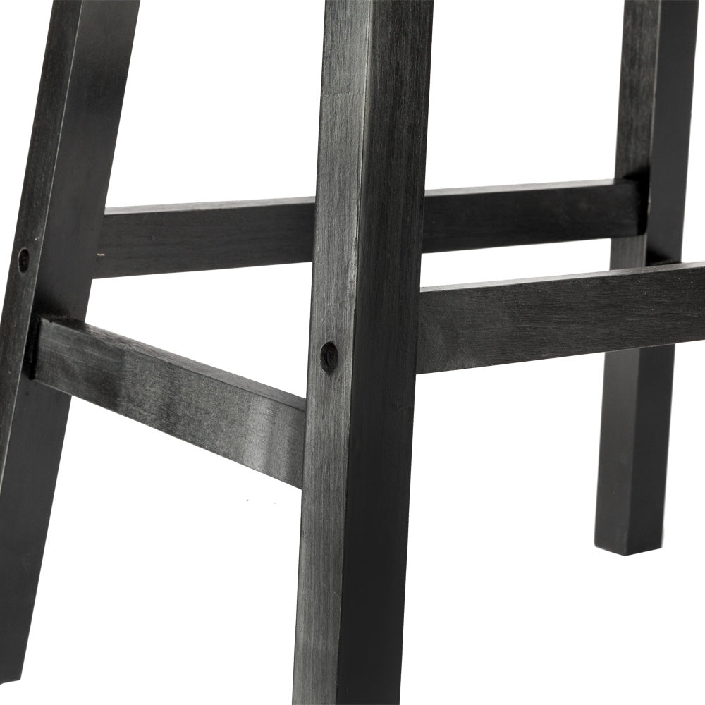 Basics Classic Solid Wood Saddle-Seat Counter Stool with Foot Plate - 24", Black, 2-Pack  YJ