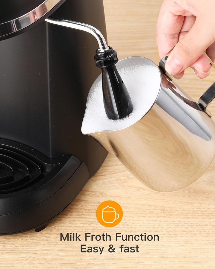 Steam Espresso Machine with Milk Frother to also make Cappuccino and Lattes (Includes Carafe)