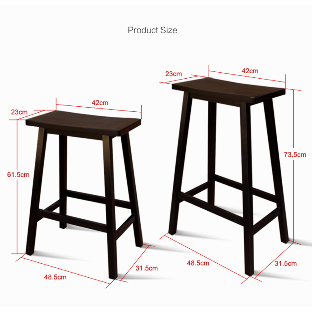 Basics Classic Solid Wood Saddle-Seat Counter Stool with Foot Plate - 24", Black, 2-Pack  YJ