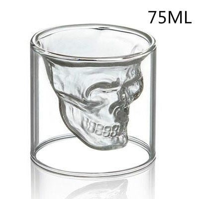 Double-layered Transparent Skull Head Glass Cup for Whiskey Wine Vodka, Beer, Wine, Coffee, Tea