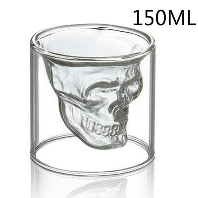 Double-layered Transparent Skull Head Glass Cup for Whiskey Wine Vodka, Beer, Wine, Coffee, Tea