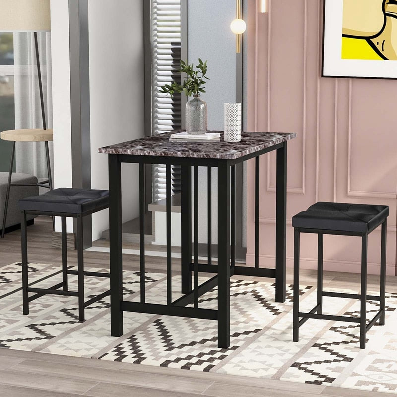 3-Piece Faux Marble Bar Table Set