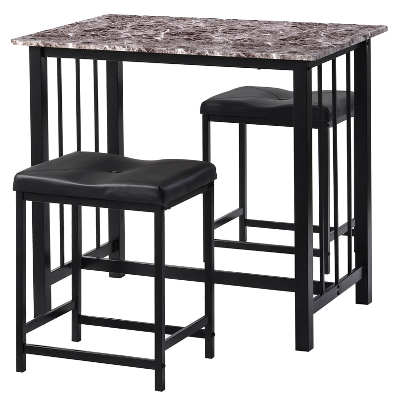 3-Piece Faux Marble Bar Table Set