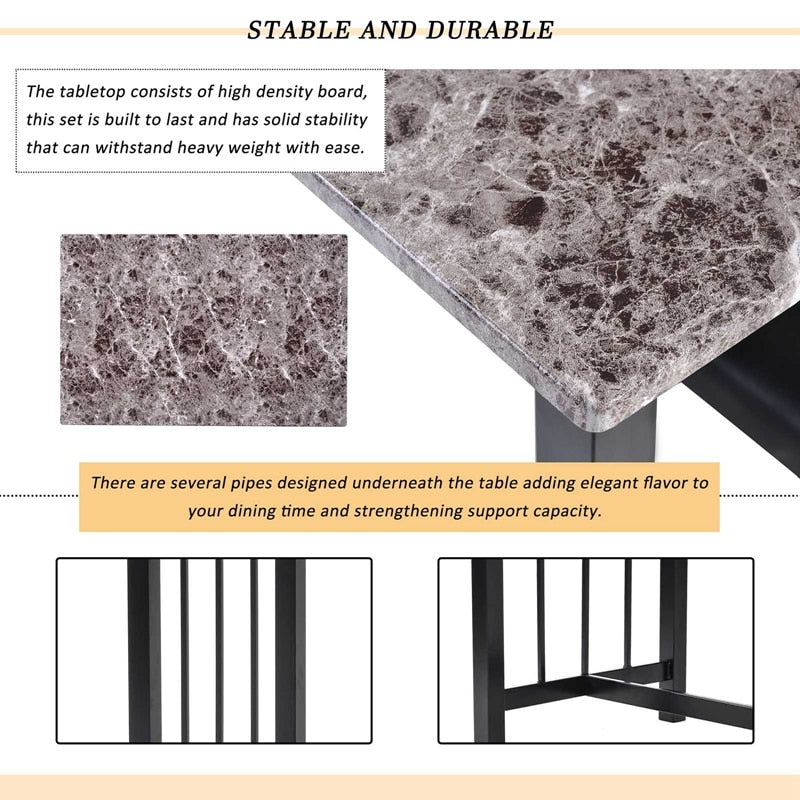 3-Piece Faux Marble Bar Table Set