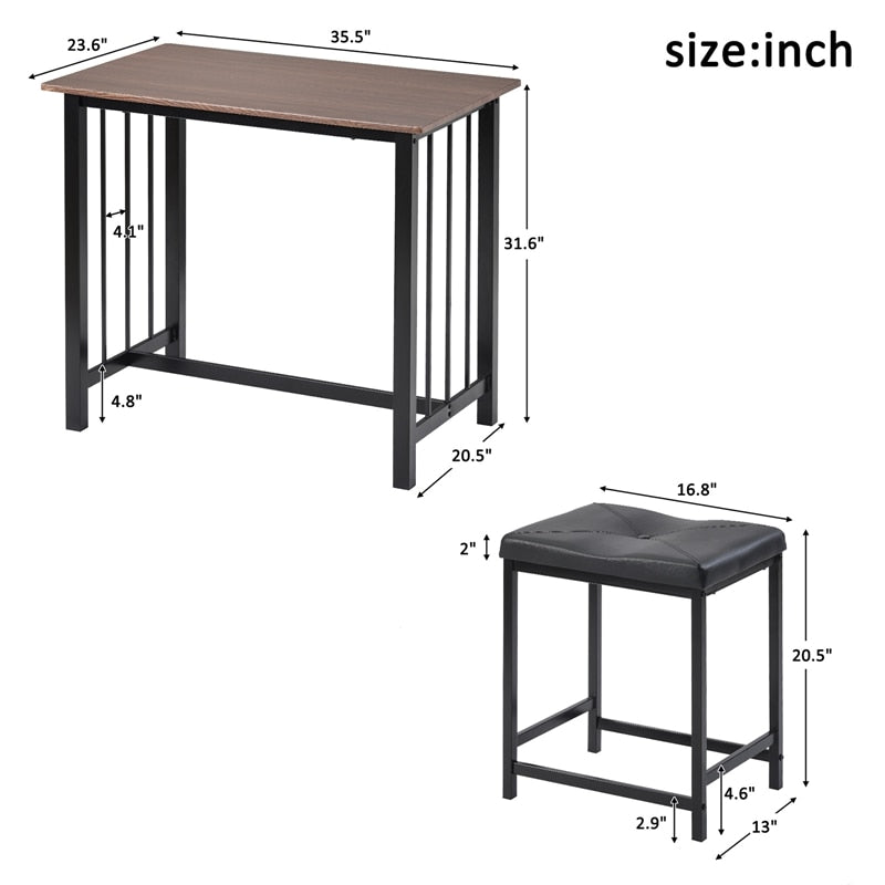 3-Piece Faux Marble Bar Table Set