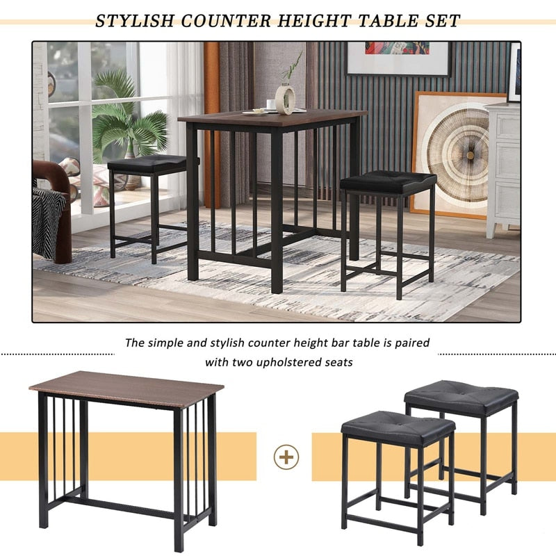 3-Piece Faux Marble Bar Table Set