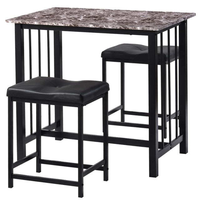 3-Piece Faux Marble Bar Table Set