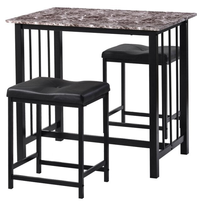 3-Piece Bar Table Set With 2 Kitchen Counter Height Bar Stools