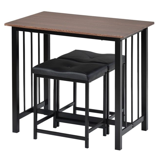 3-Piece Bar Table Set With 2 Kitchen Counter Height Bar Stools