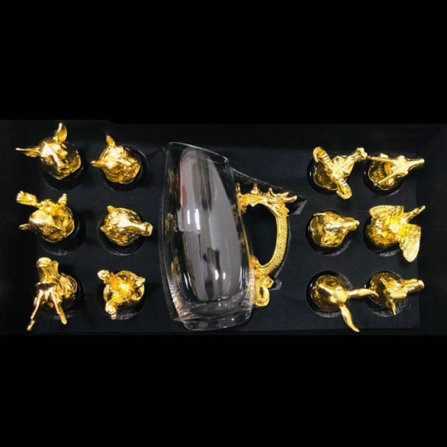 Luxury Set Liquor Glass Sake Cups Zodiac Bar Bullet Cup Cow Tiger Rabbit Dragon Snake Horse Sheep Monkey