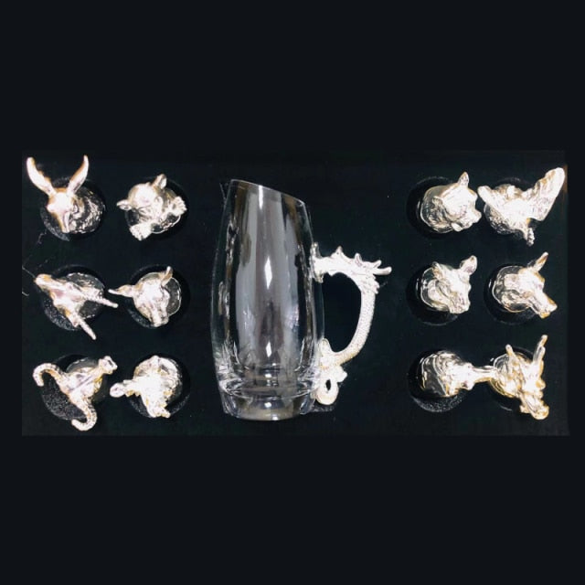 Luxury Set Liquor Glass Sake Cups Zodiac Bar Bullet Cup Cow Tiger Rabbit Dragon Snake Horse Sheep Monkey