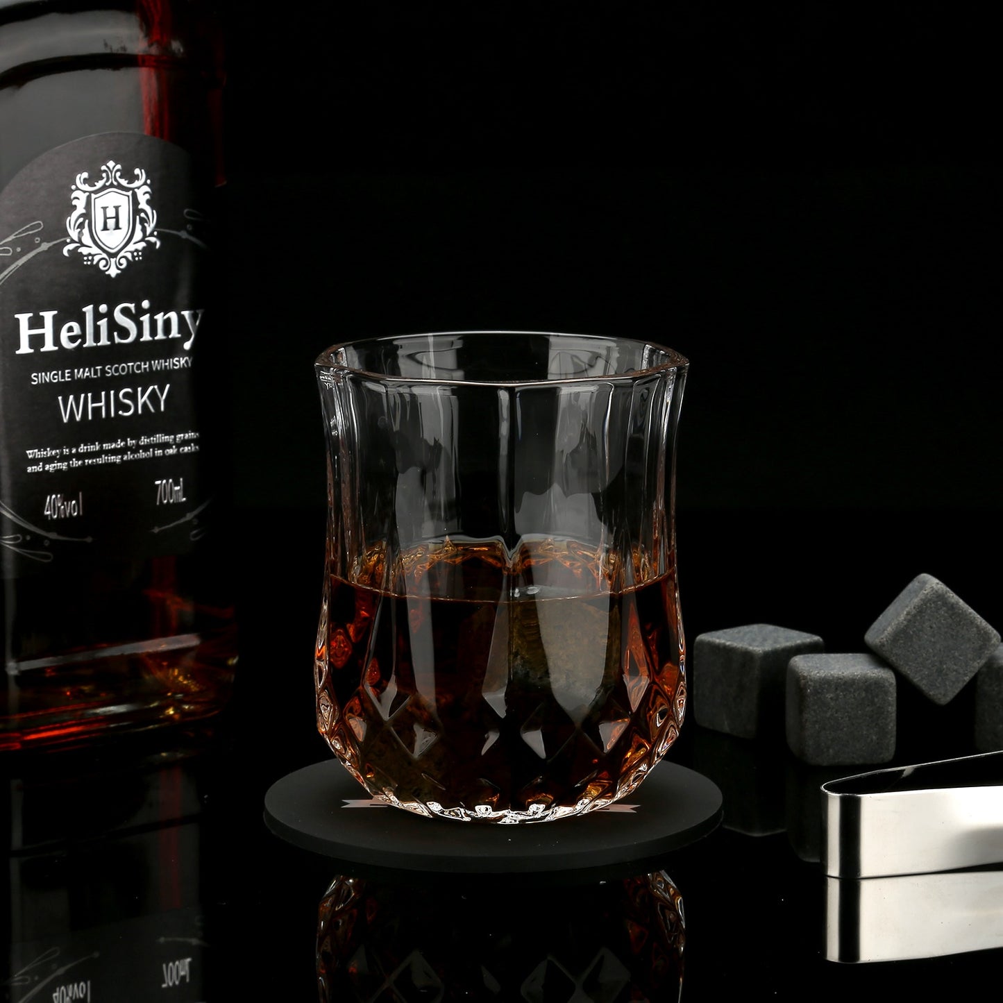 Whiskey Stones & Glasses Set in Wooden Box