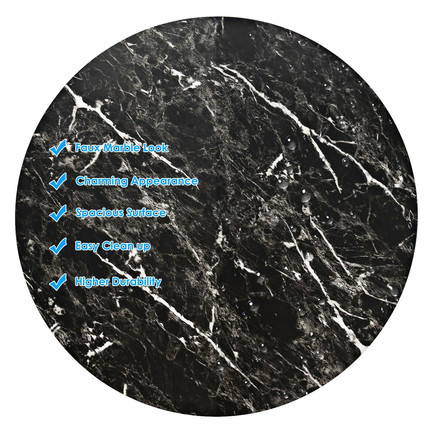 Costway 2PCS Round Swivel Adjustable Bar/Pub Table w/Faux Marble Top Black