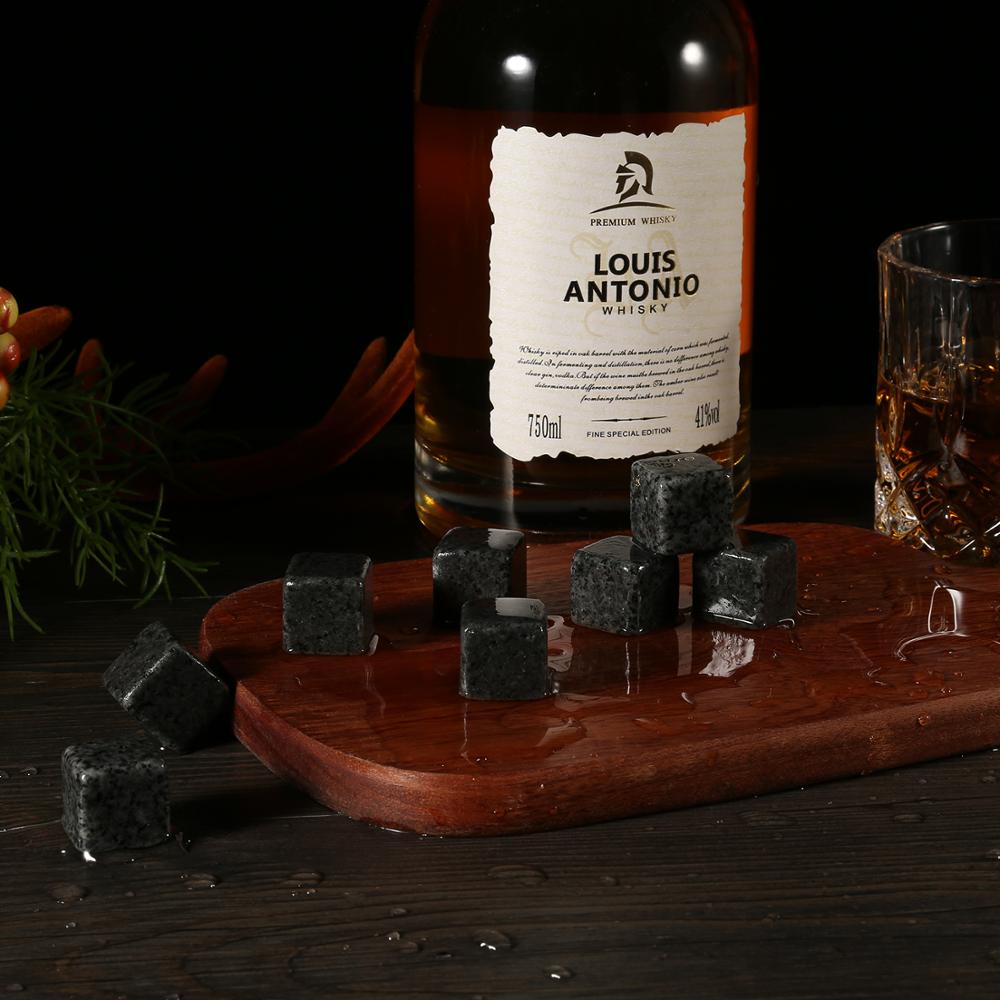 Whiskey Stones & Glasses Set in Wooden Box
