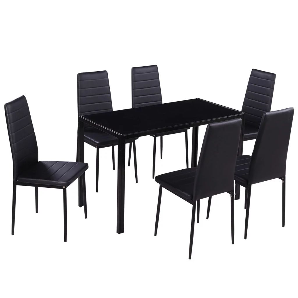 Table and Chairs set 6 Black