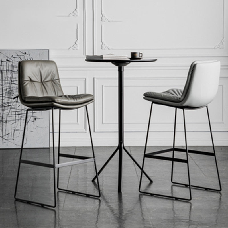 Nordic style back leather bar chair high stool