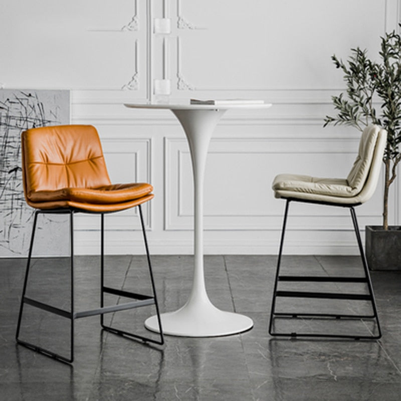 Nordic style back leather bar chair high stool