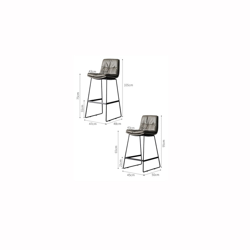 Nordic style back leather bar chair high stool