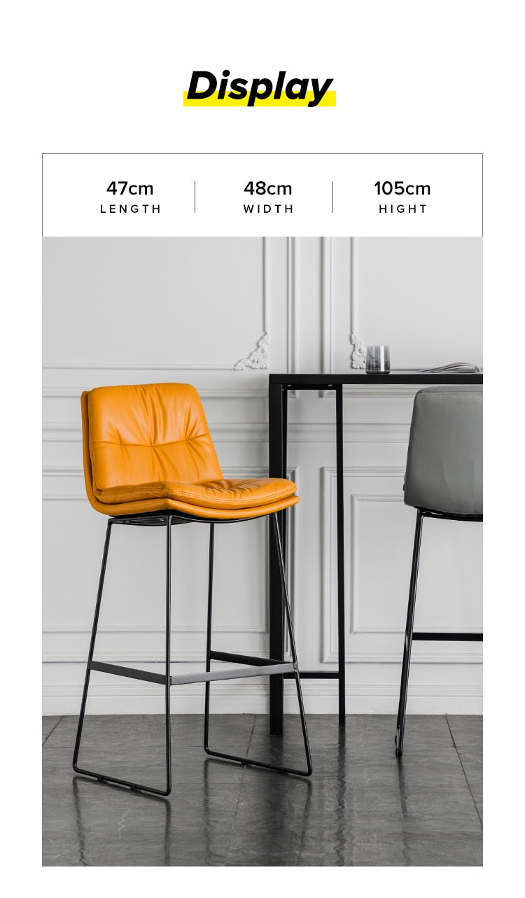 Nordic style back leather bar chair high stool