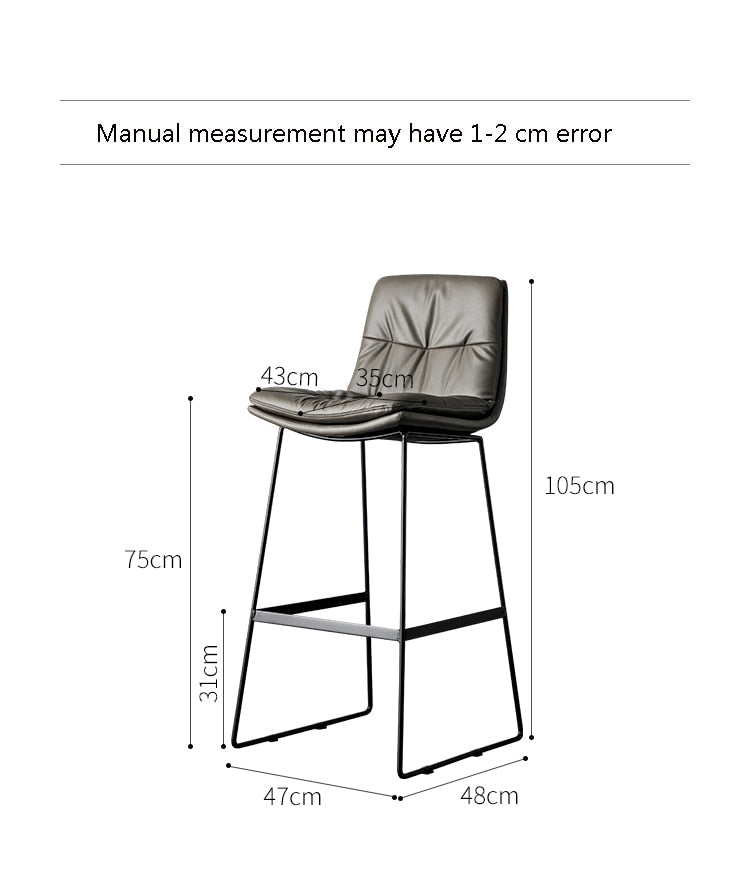 Nordic style back leather bar chair high stool