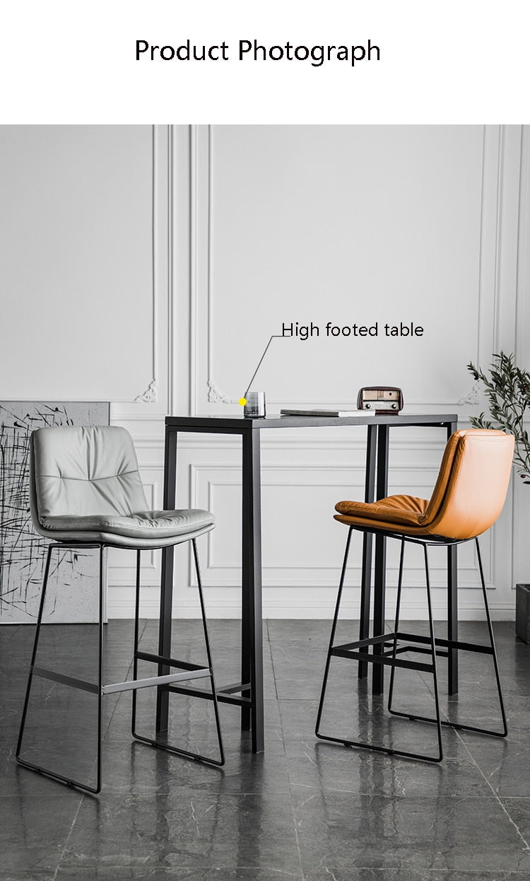 Nordic style back leather bar chair high stool