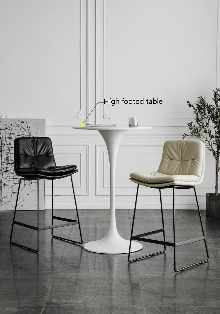 Nordic style back leather bar chair high stool