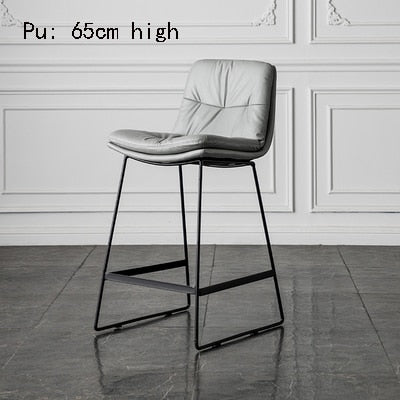 Nordic style back leather bar chair high stool