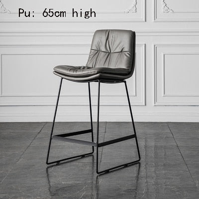 Nordic style back leather bar chair high stool