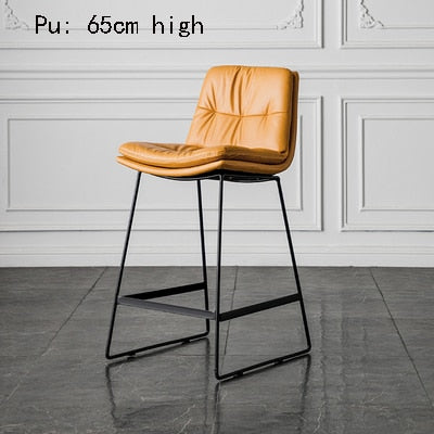 Nordic style back leather bar chair high stool