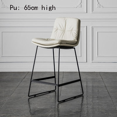 Nordic style back leather bar chair high stool