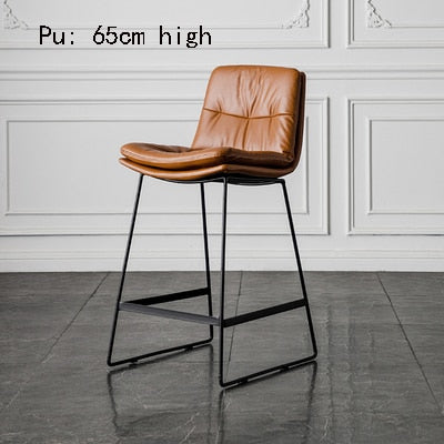 Nordic style back leather bar chair high stool