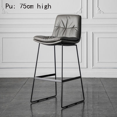Nordic style back leather bar chair high stool