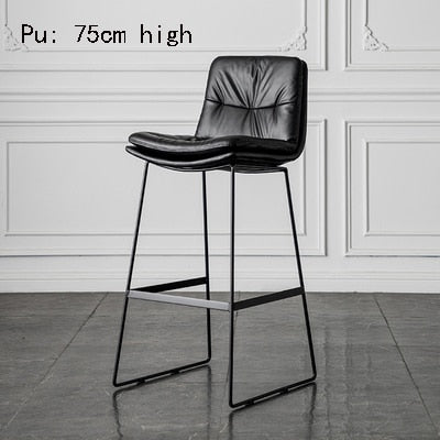 Nordic style back leather bar chair high stool