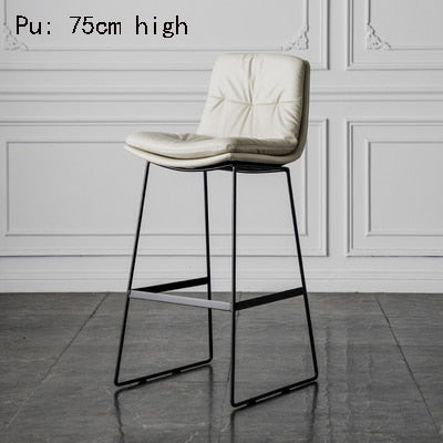 Nordic style back leather bar chair high stool