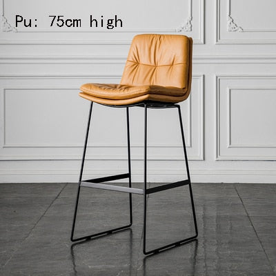 Nordic style back leather bar chair high stool
