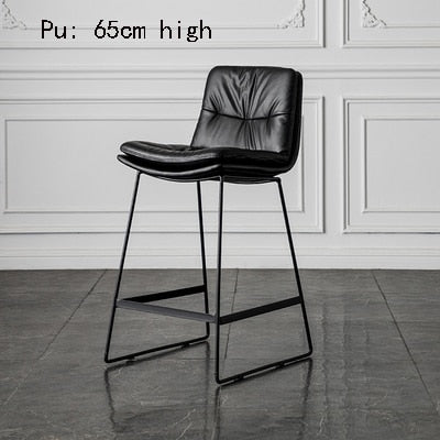 Nordic style back leather bar chair high stool