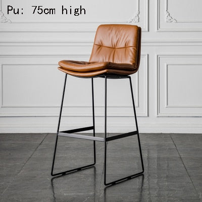 Nordic style back leather bar chair high stool