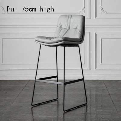 Nordic style back leather bar chair high stool