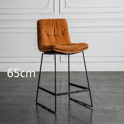 Nordic style back leather bar chair high stool