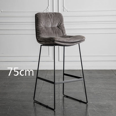 Nordic style back leather bar chair high stool