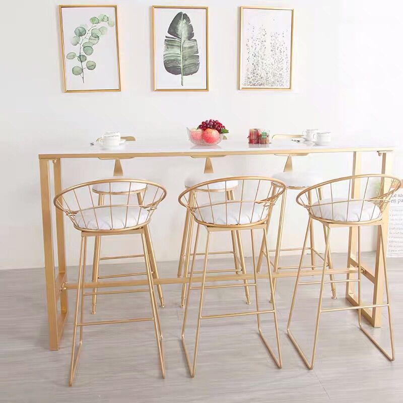 Long Marble bar table chair set