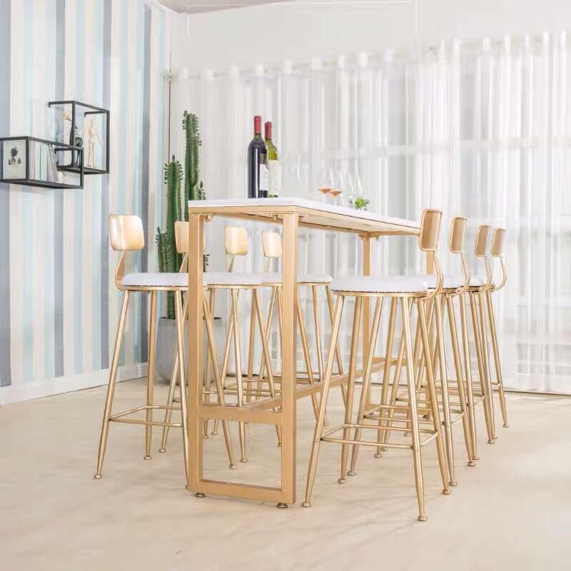 Long Marble bar table chair set